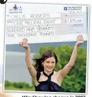  ??  ?? Win: Showing cheque in 2003