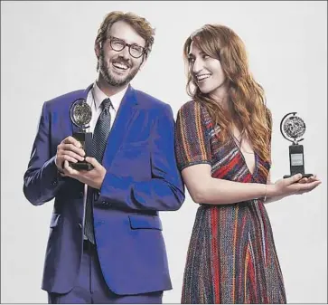  ?? Cliff Lipson CBS ?? JOSH GROBAN and Sara Bareilles, self-described theater nerds, will host an awards show for the first time.