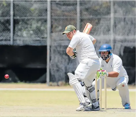  ?? Picture: WERNER HILLS ?? BLISTERING FORM: SA Home Loans Union batsman Riaan Venter on his way to making 101 not out against SUPERSPAR Despatch in Park Drive on Saturday. Union won the match by 167 runs