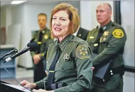  ?? Gary Coronado Los Angeles Times ?? SHERIFF Sandra Hutchens cut ties with the program because it would run afoul of new state law. But she vowed to cooperate with ICE as much as the law allowed.