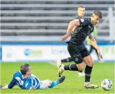  ?? ?? Ross Docherty in action against Greenock Morton.