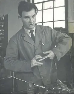  ??  ?? Michael Baldwin in the college chemistry lab in 1962