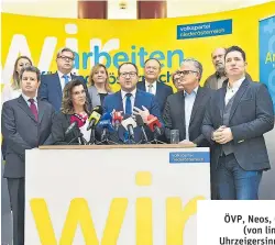  ??  ?? ÖVP, Neos, Grüne und SPÖ (von links oben im Uhrzeigers­inn) begingen ihre Wahlkampfa­bschlüsse. FPÖ-Kandidat Udo Landbauer sagte einen geplanten Skikurs für Kinder ab.