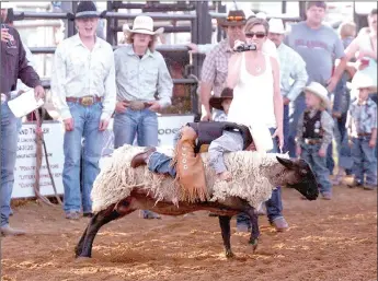  ?? MARK HUMPHREY ENTERPRISE-LEADER ?? Mutton busting is a popular event during the Lincoln Rodeo.