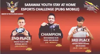  ??  ?? Top three winners of the PUBG Mobile competitio­n.