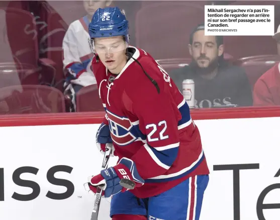  ?? PHOTO D’ARCHIVES ?? Mikhail Sergachev n’a pas l’intention de regarder en arrière ni sur son bref passage avec le Canadien.