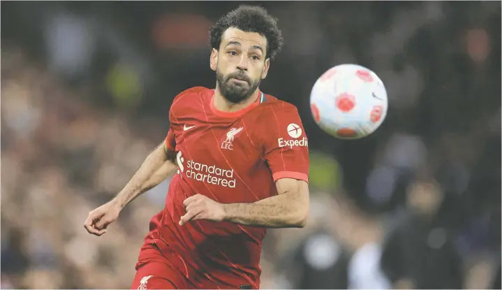  ?? REUTERS/PHIL NOBLE ?? Liverpool's Mohamed Salah said on Friday he's rooting for league leaders Manchester City to either lose or draw today, allowing Liverpool to leapfrog them.