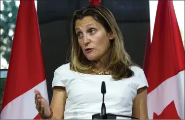  ?? XXXXXXXXX ?? Negotiator: In this Aug. 31, 2018, file photo, Canada's Foreign Affairs Minister Chrystia Freeland speaks during a news conference at the Canadian Embassy after talks at the Office of the United States Trade Representa­tive, in Washington. As a liberal former journalist, Freeland is many things that would seem to irritate President Donald Trump. That makes her an unusual choice to lead her country's negotiatio­ns over a new free trade deal with an administra­tion that is surprising­ly hostile to Canada.