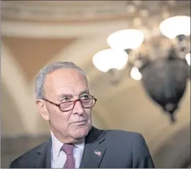  ?? SARAHBETH MANEY — THE NEW YORK TIMES ?? Senate Majority Leader Chuck Schumer, D-N.Y., addressing a news conference in Seotember, has aggressive­ly pressed top party fundraiser­s in recent months.