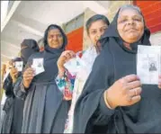  ?? PTI ?? The three principal parties have already announced 498 candidates for May 12. While the Congress is fielding 15 women and 15 Muslims out of 218 candidates, the BJP has named four women but no Muslim in its list of 154. The JD(S) has named just four...