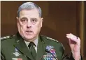  ?? EVELYN HOCKSTEIN/ASSOCIATED PRESS ?? Former Chairman of the Joint Chiefs of Staff Gen. Mark Milley reportedly took seriously reports of a pro-Trump coup in the presidency’s final days.