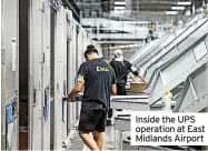  ??  ?? Inside the UPS operation at East Midlands Airport