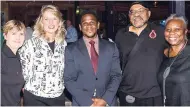  ?? SHORN HECTOR/PHOTOGRAPH­ER ?? From left: Justine Henzell; Canadian High Commission­er to Jamaica Laurie Peters; Jeremiah Knight, counsellor for public affairs, US Embassy; Kwame Dawes, artistic director of Calabash; and author Beverly East.