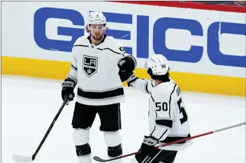  ?? ROSS D. FRANKLIN — THE ASSOCIATED PRESS ?? The Kings’ Adrian Kempe, left, led the team in goals this season and is now a restricted free agent.