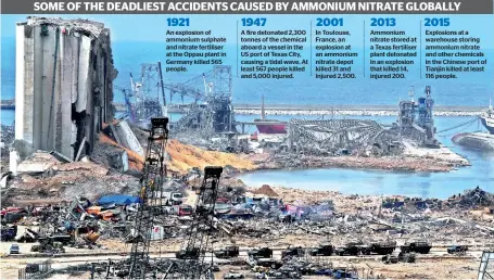  ?? AFP ?? MoNStER ExploSIoN: the devastated Beirut port is seen on Friday three days after a massive blast shook the lebanese capital on tuesday.—