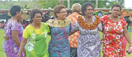  ?? Photo: Josaia Ralago ?? The Minister for Women, Mereseini Vuniwaqa, (front, 2nd from left) at the Bua Women’s Craft Show.