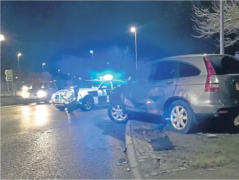  ??  ?? The aftermath of the crash involving an articulate­d lorry and a silver Honda CR-V 4x4 at Kingsway East.