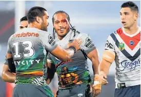  ?? Photo / Photosport ?? Agnatius Paasi (centre) is bloodied after a hit by Dylan Napa.