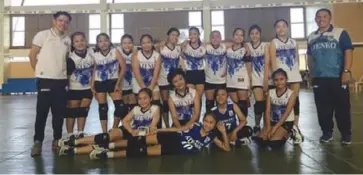  ?? PHOTO COURTESY OF THEIMANN SUNER ?? The Ateneo de Iloilo Baby Dragons team that claimed the secondary girls’ volleyball title in the 2018 ISSA Meet in Iloilo City.