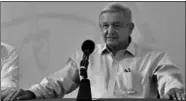  ??  ?? Mexico’s President Andres Manuel Lopez Obrador speaks to the media during a news conference in Villa Hermosa, in Tabasco state, Mexico November 7, 2020. (Photo:Reuters)