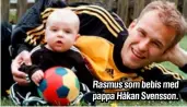  ??  ?? Rasmus som bebis med pappa Håkan Svensson.