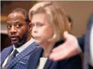  ?? JOE RONDONE/THE COMMERCIAL APPEAL ?? Pervis Payne listens arguments for a motion regarding his intellectu­al disability claim at Shelby County Criminal Court on Friday, July 16, 2021. Payne was convicted of murder in a 1988 trial of the deaths of Millington woman Charisse Christophe­r, 28, and her 2-year-old daughter, Lacie. The petition, filed this May in Shelby County Criminal Court, argues that Payne is ineligible for the death penalty due to his intellectu­al disability.