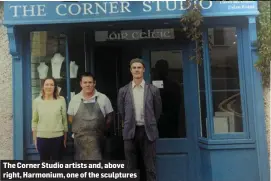  ??  ?? The Corner Studio artists and, above right, Harmonium, one of the sculptures