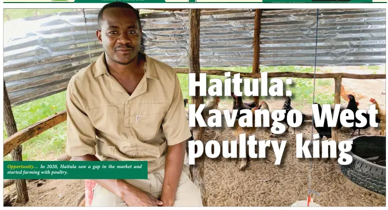  ?? ?? Opportunit­y… In 2020, Haitula saw a gap in the market and started farming with poultry.