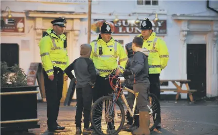  ??  ?? A police walkabout in Houghton-le-Spring town centre.