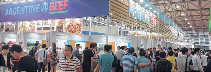  ?? PRENSA IPCVA ?? Mucho interés por negocios vinculados con la carne argentina se realizaron esta semana durante la tradiciona­l feria de la carne mundial que se desarrolló en la ciudad china de Shanghái.