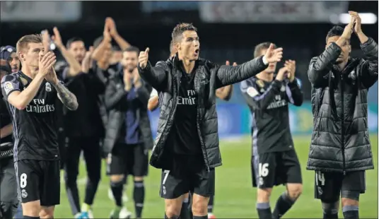  ??  ?? EXULTANTE. Cristiano salió de Balaídos con un doblete que le convierte en el máximo goleador de la historia de las grandes Ligas..