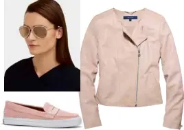  ??  ?? For the ladies, keep that cool-girl cool in a light and neutral leather jacket and sunglasses, a tropical city staple. Now finish your look off with the Pinch Weekender LX with Stitchlite Loafer for fun weekend adventures around the city.