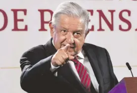  ?? OMAR FLORES ?? El presidente Andrés Manuel López Obrador, durante la conferenci­a mañanera