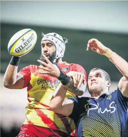  ?? Photo Fabien Belloli ?? Si ce n’est un accroc lors de la première journée à Biarritz, Perpignan a confirmé à Nevers qu’il était un candidat plus que crédible à la montée en Top 14.