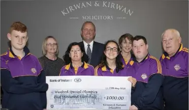  ??  ?? Kirwan & Kirwan Solicitors donate €1,000: Darragh Moran, Eleanor O’Farrell (Kirwan & Kirwan), Denise Dowley, Tim Cummings (Kirwan & Kirwan), Carima Murphy, Mary Barrett, Dean O’Connor and John O’Connor.