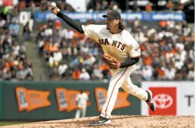  ?? Santiago Mejia / The Chronicle ?? At 34, Jeff Samardzija is among the National League’s ERA leaders.