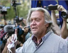  ?? EDUARDO MUNOZ ALVAREZ — THE ASSOCIATED PRESS, FILE ?? President Donald Trump’s former chief strategist, Steve Bannon, pleaded not guilty Aug. 20to charges that he ripped off donors to an online fundraisin­g scheme to build a southern border wall. Trump pardoned Bannon in the last hours of his presidency.