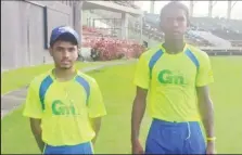  ??  ?? Eagles’ Alvin Mohabir (left) was impressive with his off-spin while Isai Thorne tormented Amazon Hawks with his pace