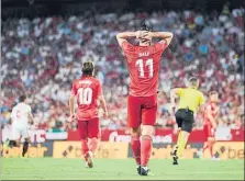  ?? FOTO: GETTY ?? Desesperac­ión de Bale El galés vio frenada en Sevilla su racha de goles y asistencia­s