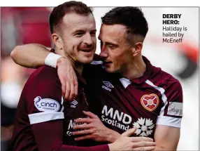  ?? ?? DERBY HERO: Halliday is hailed by McEneff