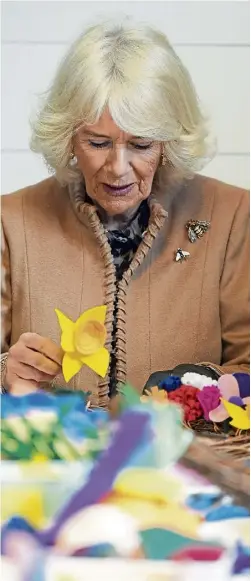  ?? ?? SPRING CHEER: Queen Camilla in Shrewsbury yesterday.