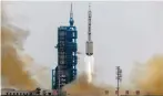  ?? Photo: EPA ?? The Shenzhou 16 manned space mission lifts off on its way to the Tiangong space station.
