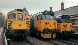  ?? MATT ROBINSON/SVR ?? A lockdown light engine move on the Severn Valley Railway sees Class 33 No. 33108 and Class 50s Nos. 50007 Hercules and 50049 Defiance at Highley. They are set to star in the May 13-16 Spring Diesel Bash.