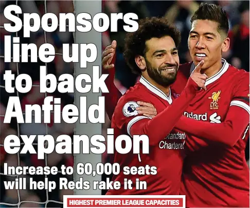 ?? GETTY IMAGES ?? Groundforc­e: Salah and Firmino will hope the new stand is a boost