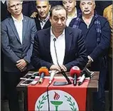  ??  ?? DP leader Serdar Denktaş (left) and YD made public statements after initial re