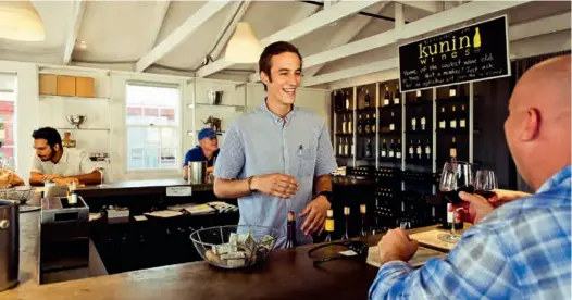  ??  ?? From top: Tasting room at Kunin Wines; sea urchins, Santa Barbara Fish Market