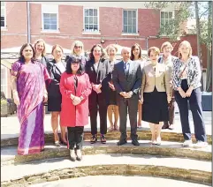  ?? KUNA photo ?? Kuwait’s Ambassador Jassim Al-Bedaiwi with the President of the Belgian Senate
Christine Defraigne and a number of women ambassador­s. (KUNA)