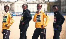  ?? MATTHIAS SCHRÄDER/AP ?? Peres Jepchirchi­r, Brigid Kosgei, Tigst Assefa and Ruth Chepng’etich are all contenders today