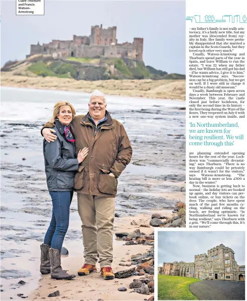  ??  ?? CASTLE KEEPERS Claire Thorburn and Francis WatsonArms­trong