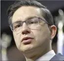  ?? The Canadian Press ?? Conservati­ve Leader Pierre Poilievre participat­es in a news conference on Parliament Hill in Ottawa, Monday. Poilievre says three members of his party who met with a German politician from a far-right party will remain in caucus.